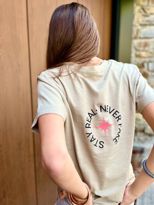 Camiseta Bloop Verde beige y Fucsia 🖤
